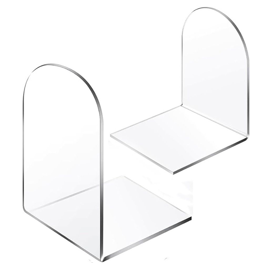 Clear Acrylic Book Stand Holder - 本棚、滑り止めの本の端、学校の図書館、デスクトップオーガナイザー用の透明なアクリルの本の端