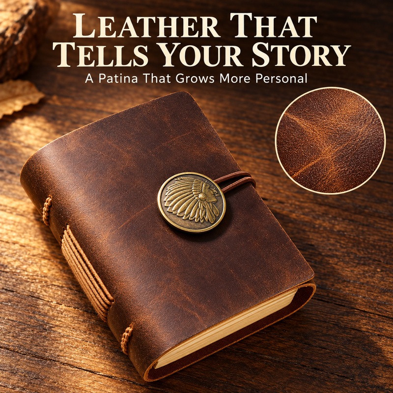 ミニサイズの手作りレザー製トラベラーノート。ヴィンテージ風の - Vintage Leather Journal Notebook のレビューと価格